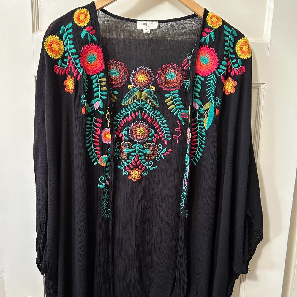 Umgee Kimono with jewel tone embroidery